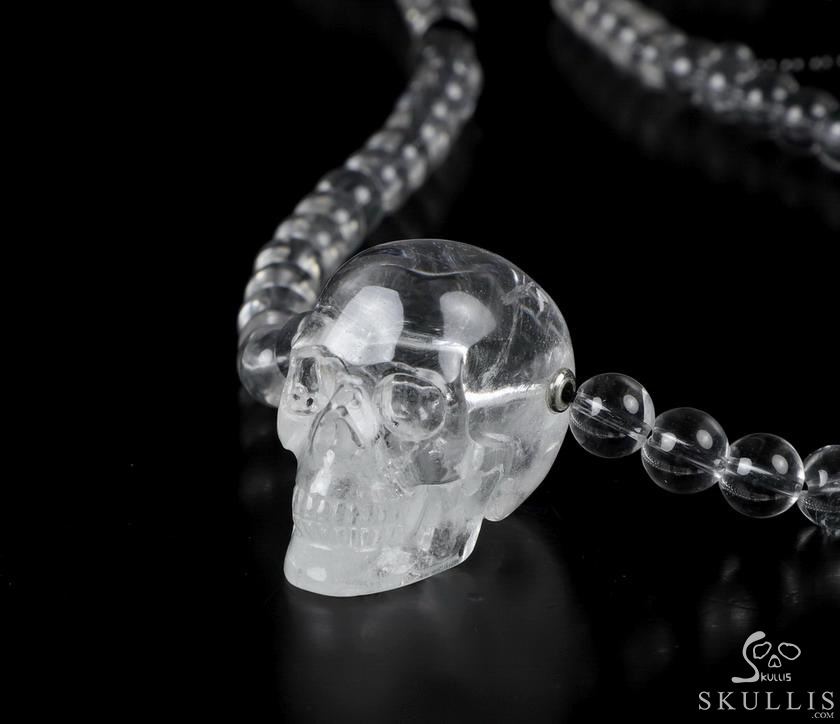Skull Meditation Necklace of 1.5" Quartz Rock Crystal Hand Carved Crystal Skull, Crystal Healing Skull Jewelry, for Women & Men Skull Meditation Necklace of 1.5" Quartz Rock Crystal Hand Carved Crystal Skull, Crystal Healing Skull Jewelry, for Women & Men
