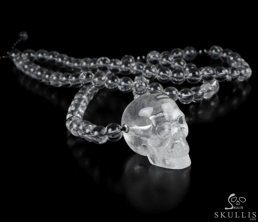 Skull Meditation Necklace of 1.5" Quartz Rock Crystal Hand Carved Crystal Skull, Crystal Healing Skull Jewelry, for Women & Men Skull Meditation Necklace of 1.5" Quartz Rock Crystal Hand Carved Crystal Skull, Crystal Healing Skull Jewelry, for Women & Men