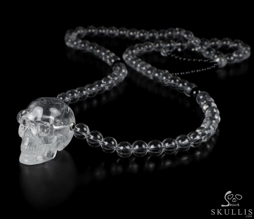 Skull Meditation Necklace of 1.5" Quartz Rock Crystal Hand Carved Crystal Skull, Crystal Healing Skull Jewelry, for Women & Men Skull Meditation Necklace of 1.5" Quartz Rock Crystal Hand Carved Crystal Skull, Crystal Healing Skull Jewelry, for Women & Men
