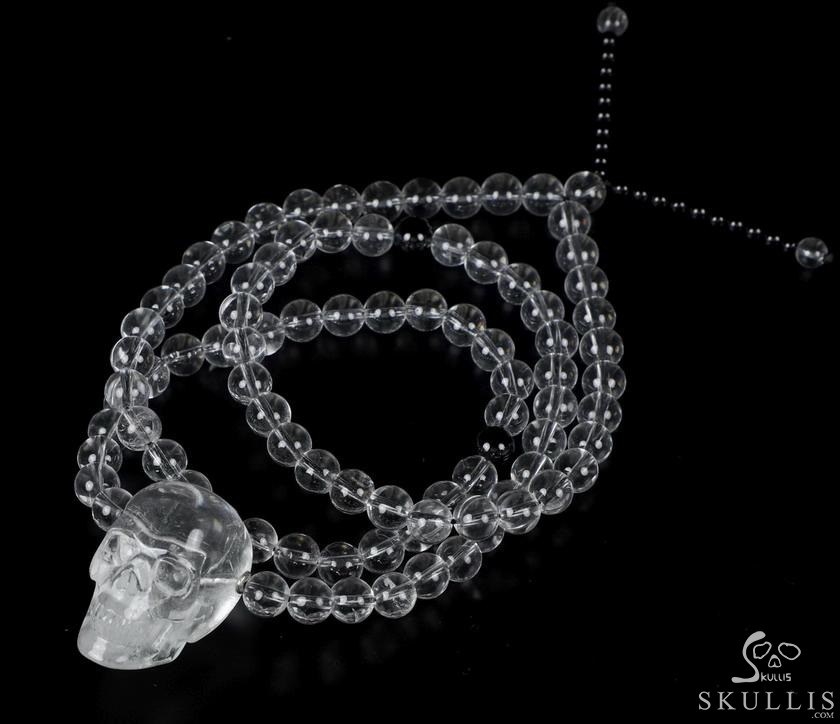 Skull Meditation Necklace of 1.5" Quartz Rock Crystal Hand Carved Crystal Skull, Crystal Healing Skull Jewelry, for Women & Men Skull Meditation Necklace of 1.5" Quartz Rock Crystal Hand Carved Crystal Skull, Crystal Healing Skull Jewelry, for Women & Men