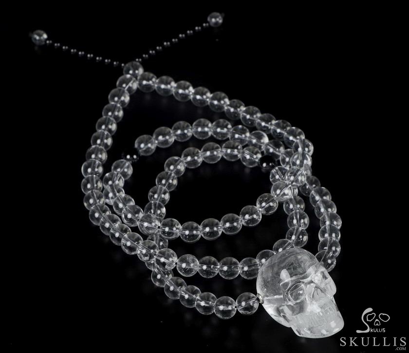 Skull Meditation Necklace of 1.5" Quartz Rock Crystal Hand Carved Crystal Skull, Crystal Healing Skull Jewelry, for Women & Men Skull Meditation Necklace of 1.5" Quartz Rock Crystal Hand Carved Crystal Skull, Crystal Healing Skull Jewelry, for Women & Men