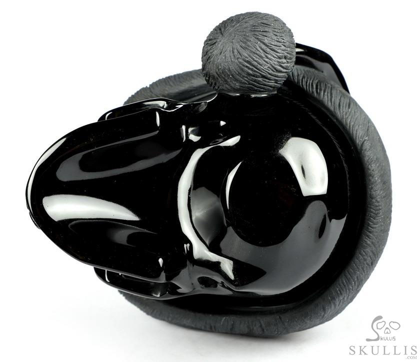 Merry Christmas, 5.0" Black Obsidian Carved Crystal Skull, Crystal Healing Merry Christmas, 5.0" Black Obsidian Carved Crystal Skull, Crystal Healing