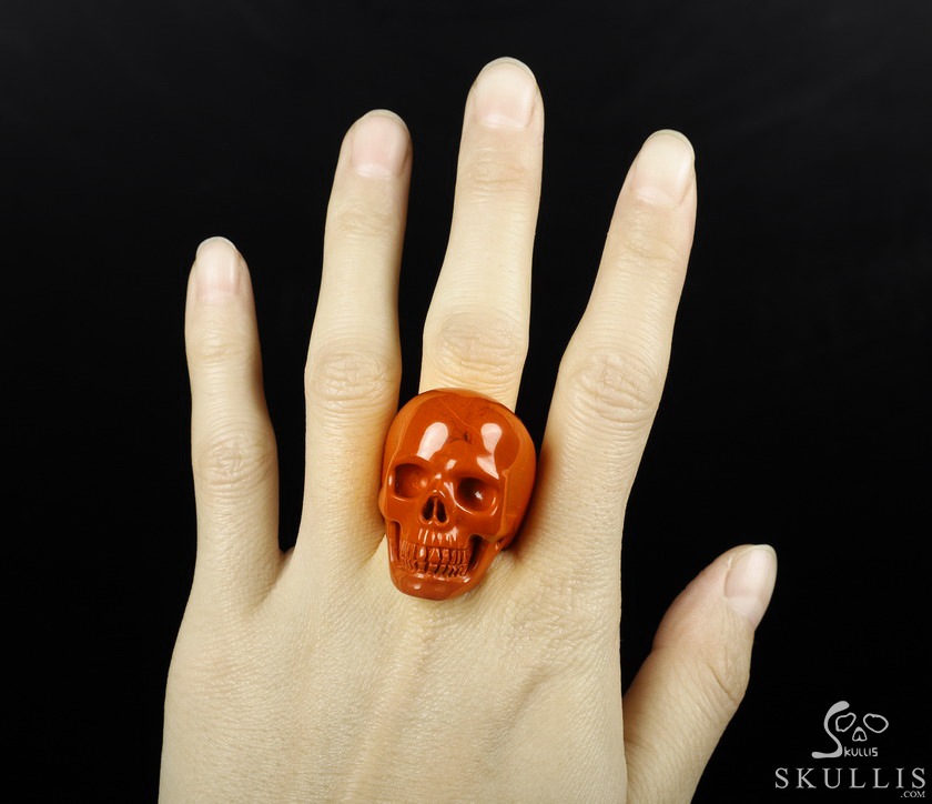 The Poetic Dreamer - US size 9 Red Jasper Hand Carved Crystal Skull Ring, Crystal Healing Skull Jewelry, for Women & Men The Poetic Dreamer - US size 9 Red Jasper Hand Carved Crystal Skull Ring, Crystal Healing Skull Jewelry, for Women & Men