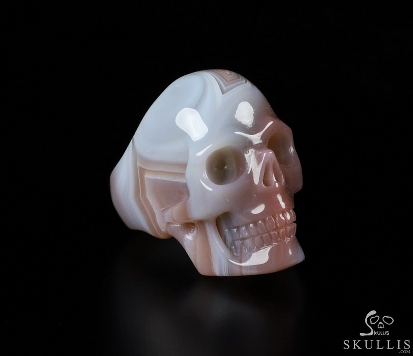 The Poetic Dreamer - US size 9 Mozambique Agate Hand Carved Crystal Skull Ring, Crystal Healing Skull Jewelry, for Women & Men The Poetic Dreamer - US size 9 Mozambique Agate Hand Carved Crystal Skull Ring, Crystal Healing Skull Jewelry, for Women & Men
