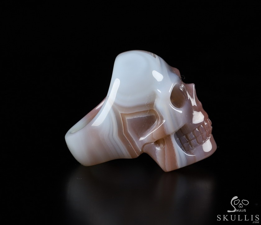 The Poetic Dreamer - US size 9 Mozambique Agate Hand Carved Crystal Skull Ring, Crystal Healing Skull Jewelry, for Women & Men The Poetic Dreamer - US size 9 Mozambique Agate Hand Carved Crystal Skull Ring, Crystal Healing Skull Jewelry, for Women & Men