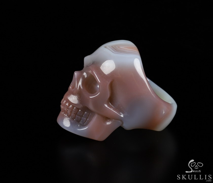 The Poetic Dreamer - US size 9 Mozambique Agate Hand Carved Crystal Skull Ring, Crystal Healing Skull Jewelry, for Women & Men The Poetic Dreamer - US size 9 Mozambique Agate Hand Carved Crystal Skull Ring, Crystal Healing Skull Jewelry, for Women & Men