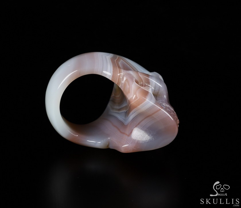 The Poetic Dreamer - US size 9 Mozambique Agate Hand Carved Crystal Skull Ring, Crystal Healing Skull Jewelry, for Women & Men The Poetic Dreamer - US size 9 Mozambique Agate Hand Carved Crystal Skull Ring, Crystal Healing Skull Jewelry, for Women & Men