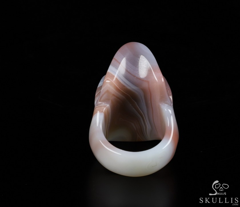 The Poetic Dreamer - US size 9 Mozambique Agate Hand Carved Crystal Skull Ring, Crystal Healing Skull Jewelry, for Women & Men The Poetic Dreamer - US size 9 Mozambique Agate Hand Carved Crystal Skull Ring, Crystal Healing Skull Jewelry, for Women & Men