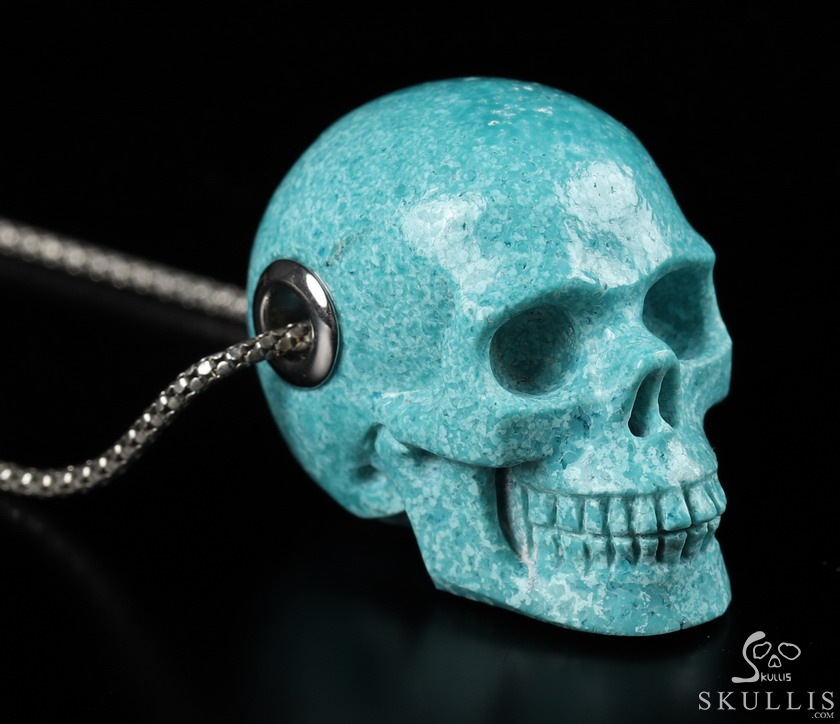 Skullis Signature 1.1" Turquoise Hand Carved Crystal Skull Pendant, Crystal Healing Skull Jewelry, for Women & Men Skullis Signature 1.1" Turquoise Hand Carved Crystal Skull Pendant, Crystal Healing Skull Jewelry, for Women & Men