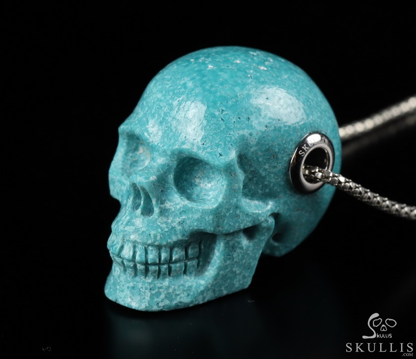 Skullis Signature 1.1" Turquoise Hand Carved Crystal Skull Pendant, Crystal Healing Skull Jewelry, for Women & Men Skullis Signature 1.1" Turquoise Hand Carved Crystal Skull Pendant, Crystal Healing Skull Jewelry, for Women & Men