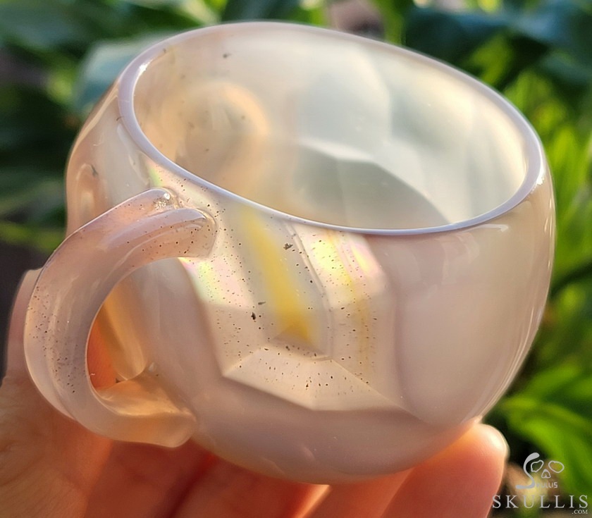 Skullis Minima - 2 oz Premium Brazilian Agate Espresso Coffee Cup, Hand-Carved Crystal Skull Vessel, Gemstone Crystal Healing Skullis Minima - 2 oz Premium Brazilian Agate Espresso Coffee Cup, Hand-Carved Crystal Skull Vessel, Gemstone Crystal Healing