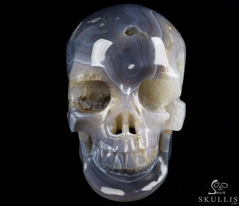 Lifesized Geode 6.5" Agate Geode Carved Crystal Skull,Super Realistic, Crystal Healing Lifesized Geode 6.5" Agate Geode Carved Crystal Skull,Super Realistic, Crystal Healing