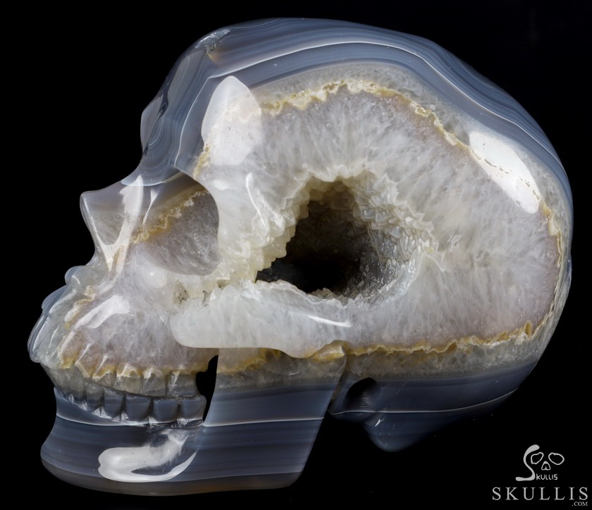 Lifesized Geode 6.5" Agate Geode Carved Crystal Skull,Super Realistic, Crystal Healing Lifesized Geode 6.5" Agate Geode Carved Crystal Skull,Super Realistic, Crystal Healing
