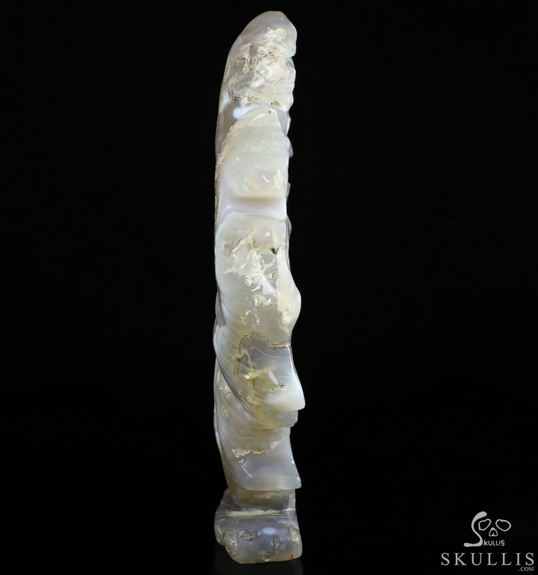 9.6" Agate Carved Crystal Skull & Leaves, Crystal Healing 9.6" Agate Carved Crystal Skull & Leaves, Crystal Healing