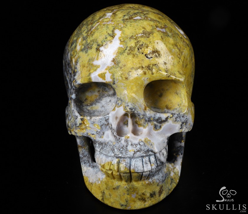 Huge 5.2" Yellow Ocean Agate Carved Crystal Skull,Realistic, Crystal Healing Huge 5.2" Yellow Ocean Agate Carved Crystal Skull,Realistic, Crystal Healing