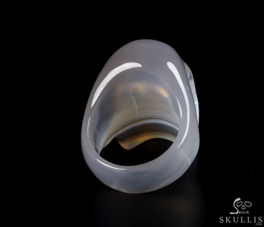 The Poetic Dreamer - US size 10 Agate Hand Carved Crystal Skull Rings, Crystal Healing Skull Jewelry, for Women & Men The Poetic Dreamer - US size 10 Agate Hand Carved Crystal Skull Rings, Crystal Healing Skull Jewelry, for Women & Men