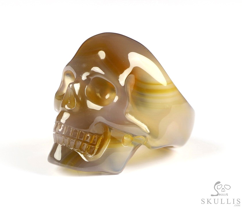 The Poetic Dreamer - US size 10.5 Agate Hand Carved Crystal Skull Ring, Crystal Healing Skull Jewelry, for Women & Men The Poetic Dreamer - US size 10.5 Agate Hand Carved Crystal Skull Ring, Crystal Healing Skull Jewelry, for Women & Men