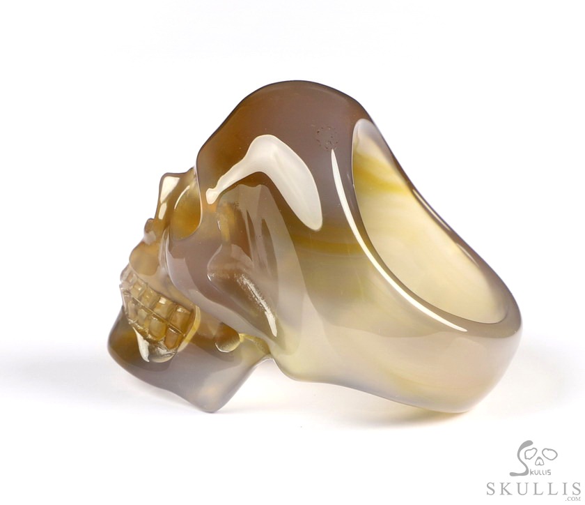 The Poetic Dreamer - US size 10.5 Agate Hand Carved Crystal Skull Ring, Crystal Healing Skull Jewelry, for Women & Men The Poetic Dreamer - US size 10.5 Agate Hand Carved Crystal Skull Ring, Crystal Healing Skull Jewelry, for Women & Men