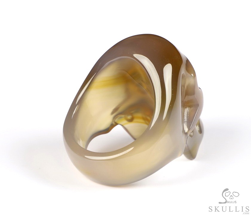 The Poetic Dreamer - US size 10.5 Agate Hand Carved Crystal Skull Ring, Crystal Healing Skull Jewelry, for Women & Men The Poetic Dreamer - US size 10.5 Agate Hand Carved Crystal Skull Ring, Crystal Healing Skull Jewelry, for Women & Men