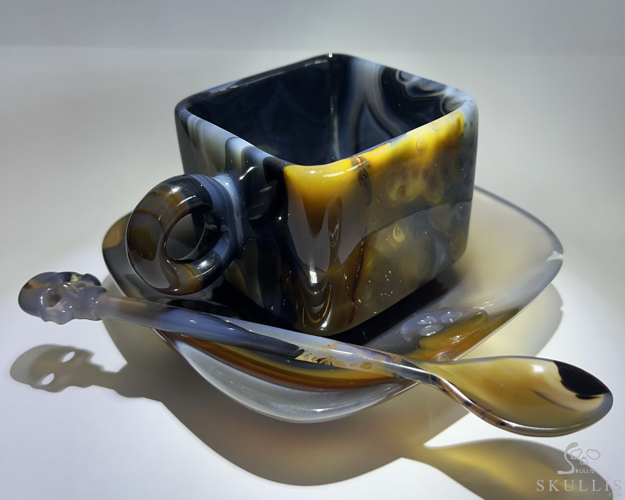 AMAZING Premium Brazilian Agate Carved Crystal Skull Coffee Espresso Cup & Spoon, Crystal Healing AMAZING Premium Brazilian Agate Carved Crystal Skull Coffee Espresso Cup & Spoon, Crystal Healing
