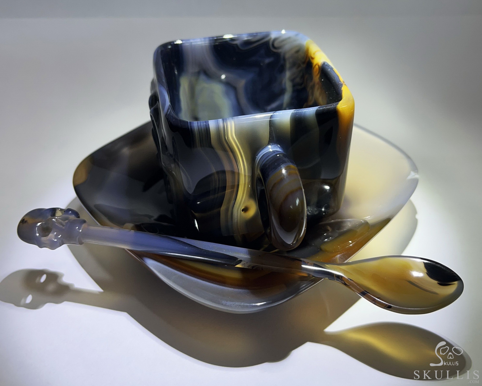AMAZING Premium Brazilian Agate Carved Crystal Skull Coffee Espresso Cup & Spoon, Crystal Healing AMAZING Premium Brazilian Agate Carved Crystal Skull Coffee Espresso Cup & Spoon, Crystal Healing