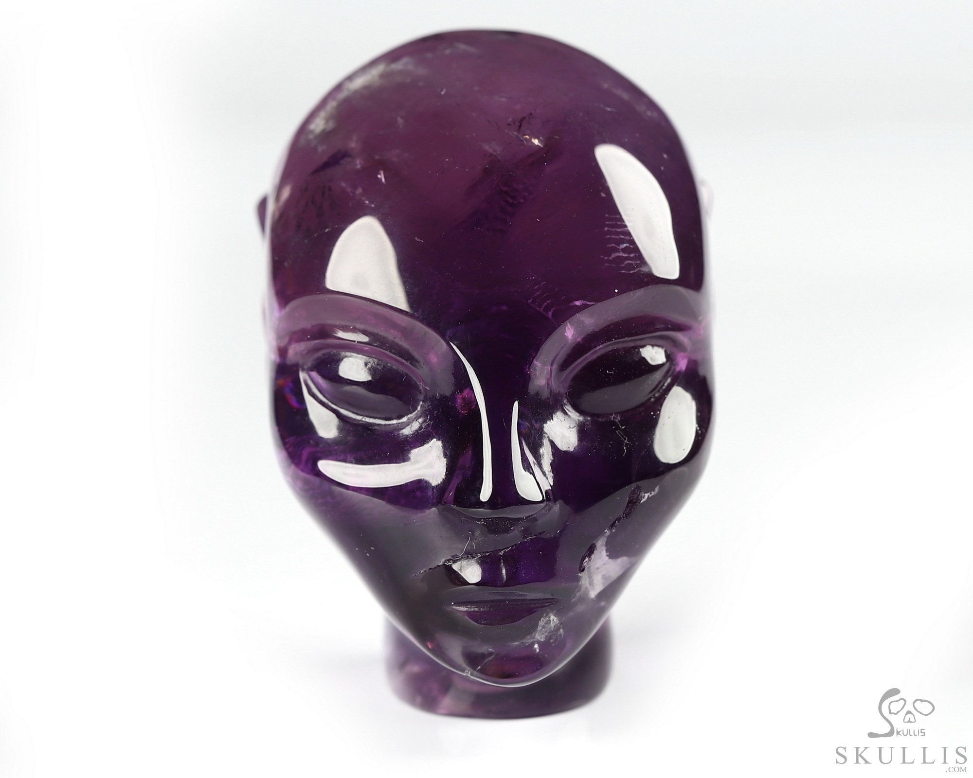 1.7" Amethyst Carved Fairy Elf Alien Crystal Skull Companion Sculpture, Crystal Healing 1.7" Amethyst Carved Fairy Elf Alien Crystal Skull Companion Sculpture, Crystal Healing
