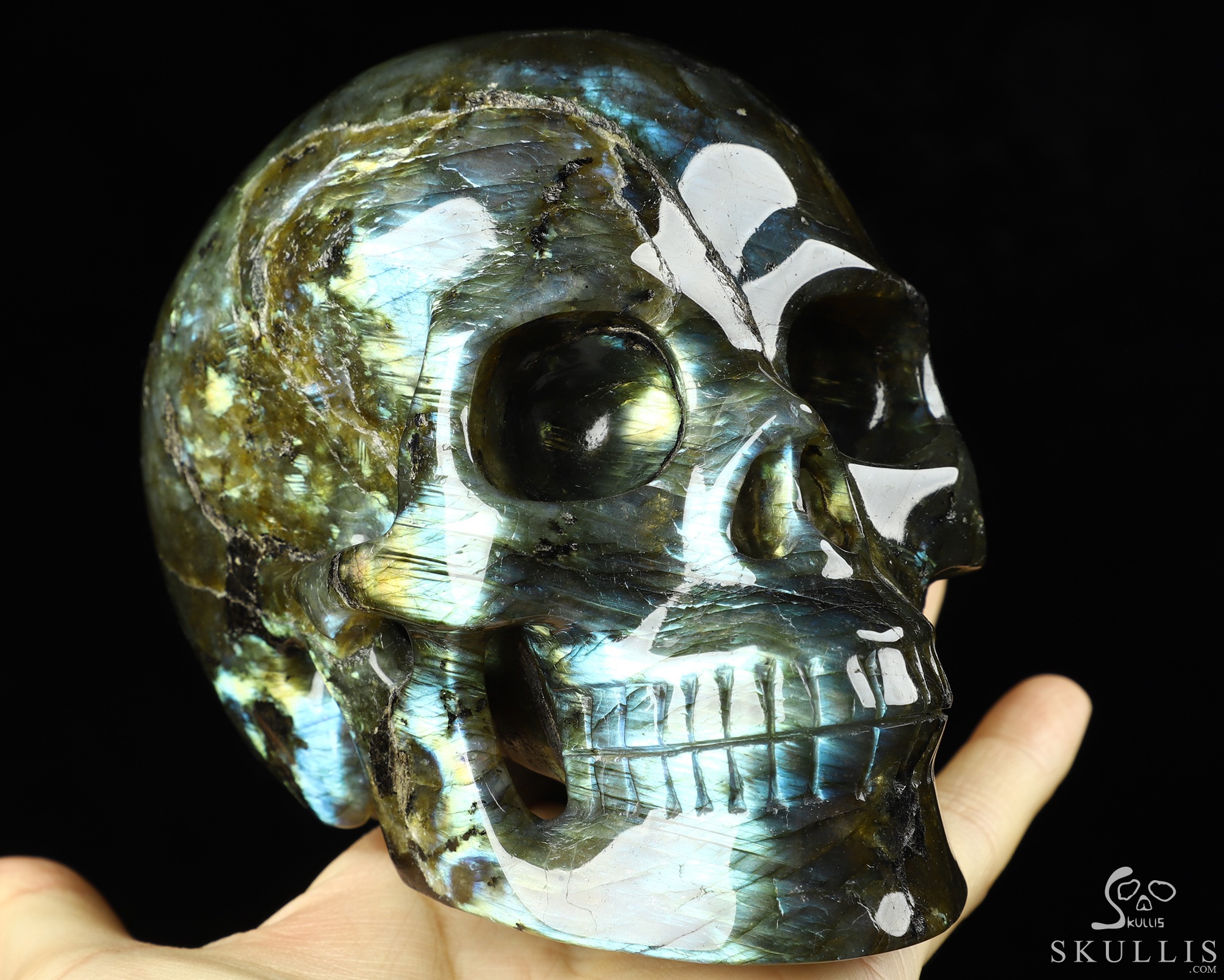 5.0" Flash Labradorite Carved Crystal Skull,Realistic, Crystal Healing 5.0" Flash Labradorite Carved Crystal Skull,Realistic, Crystal Healing