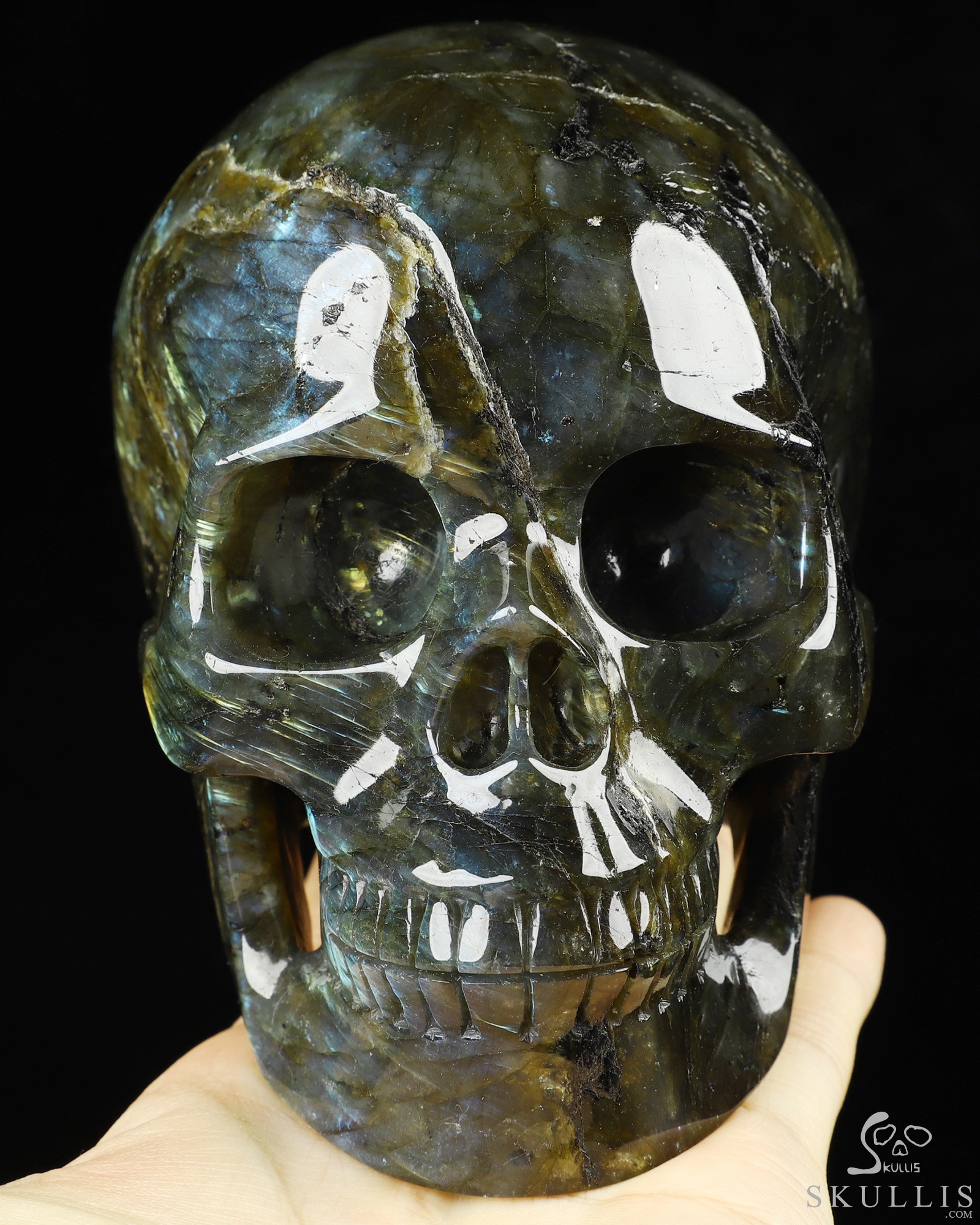 5.0" Flash Labradorite Carved Crystal Skull,Realistic, Crystal Healing 5.0" Flash Labradorite Carved Crystal Skull,Realistic, Crystal Healing