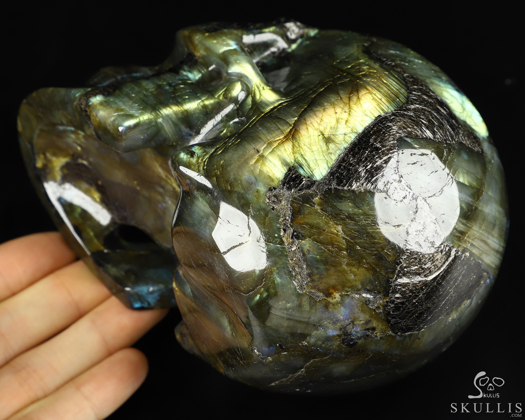 5.0" Flash Labradorite Carved Crystal Skull,Realistic, Crystal Healing 5.0" Flash Labradorite Carved Crystal Skull,Realistic, Crystal Healing
