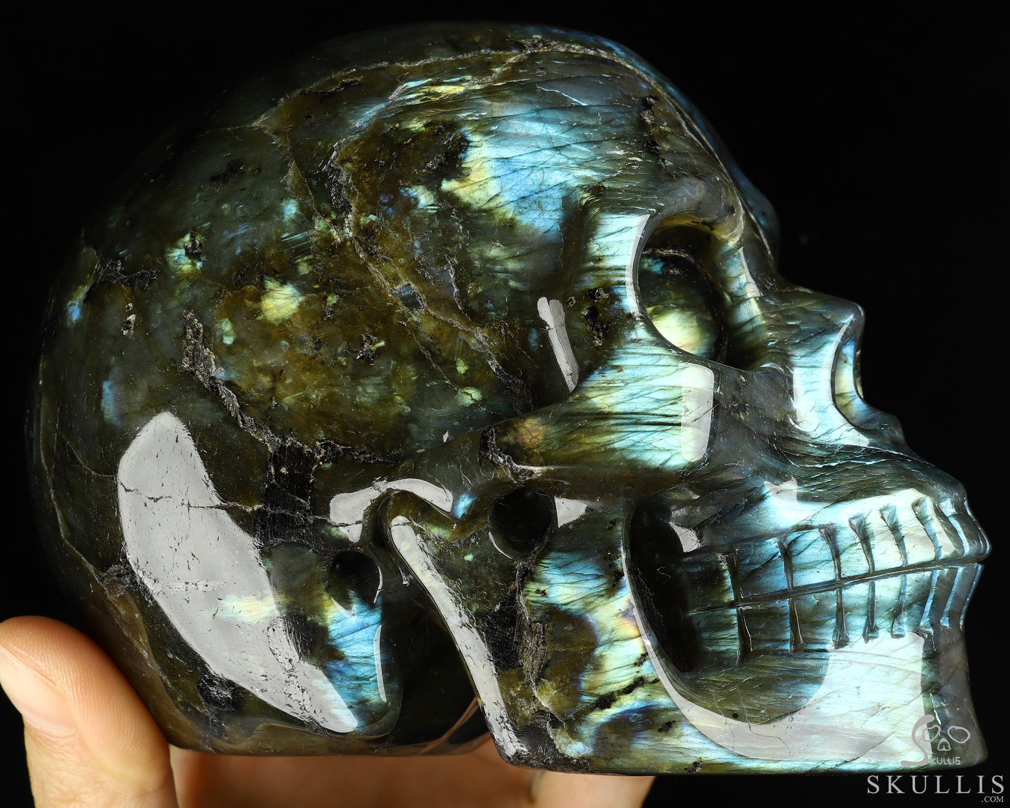 5.0" Flash Labradorite Carved Crystal Skull,Realistic, Crystal Healing 5.0" Flash Labradorite Carved Crystal Skull,Realistic, Crystal Healing