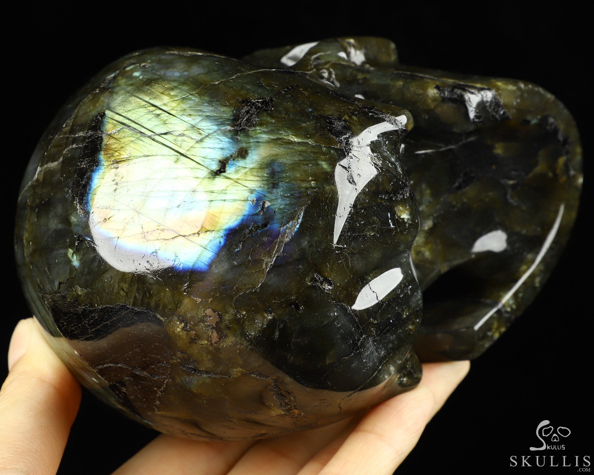 5.0" Flash Labradorite Carved Crystal Skull,Realistic, Crystal Healing 5.0" Flash Labradorite Carved Crystal Skull,Realistic, Crystal Healing
