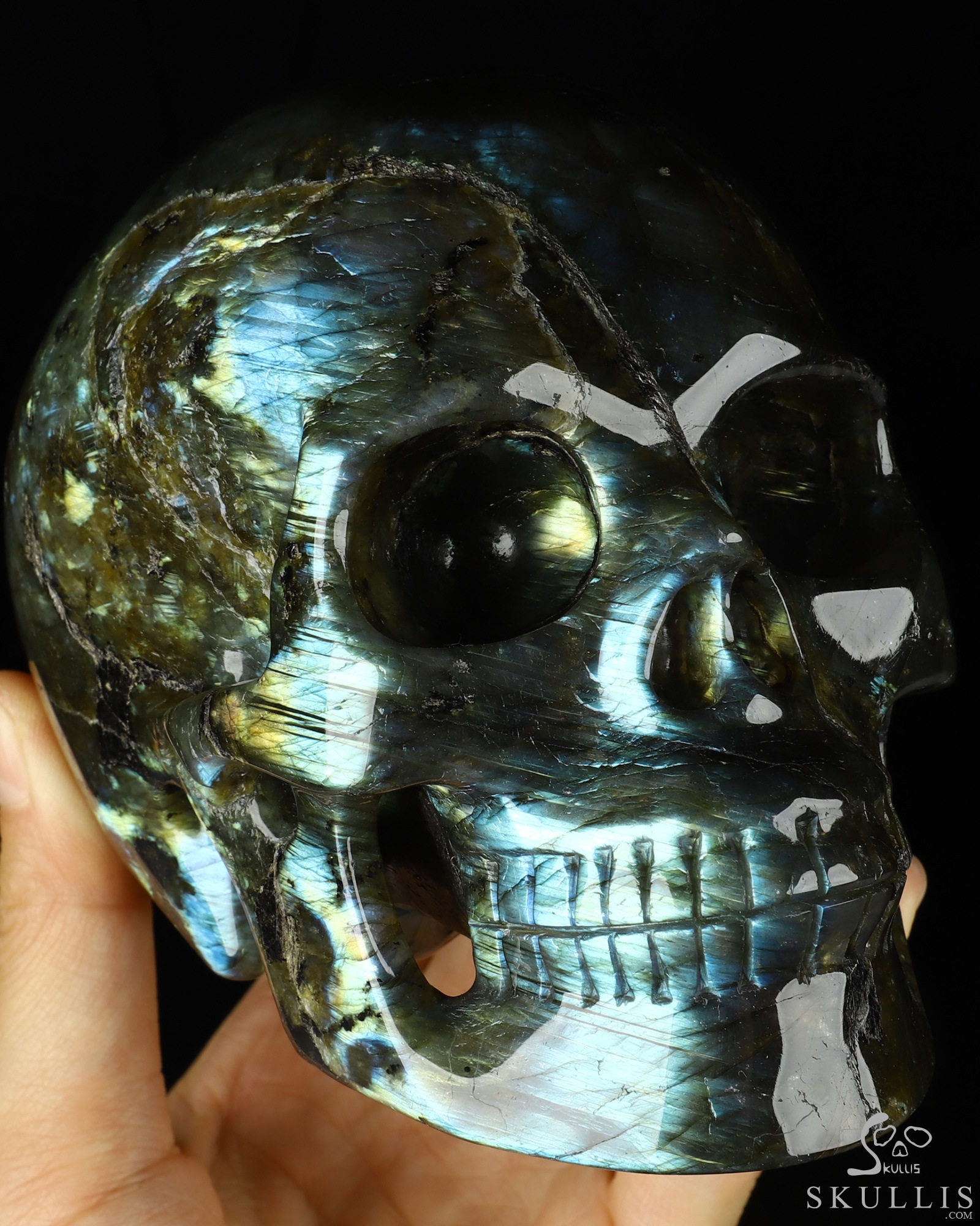 5.0" Flash Labradorite Carved Crystal Skull,Realistic, Crystal Healing 5.0" Flash Labradorite Carved Crystal Skull,Realistic, Crystal Healing