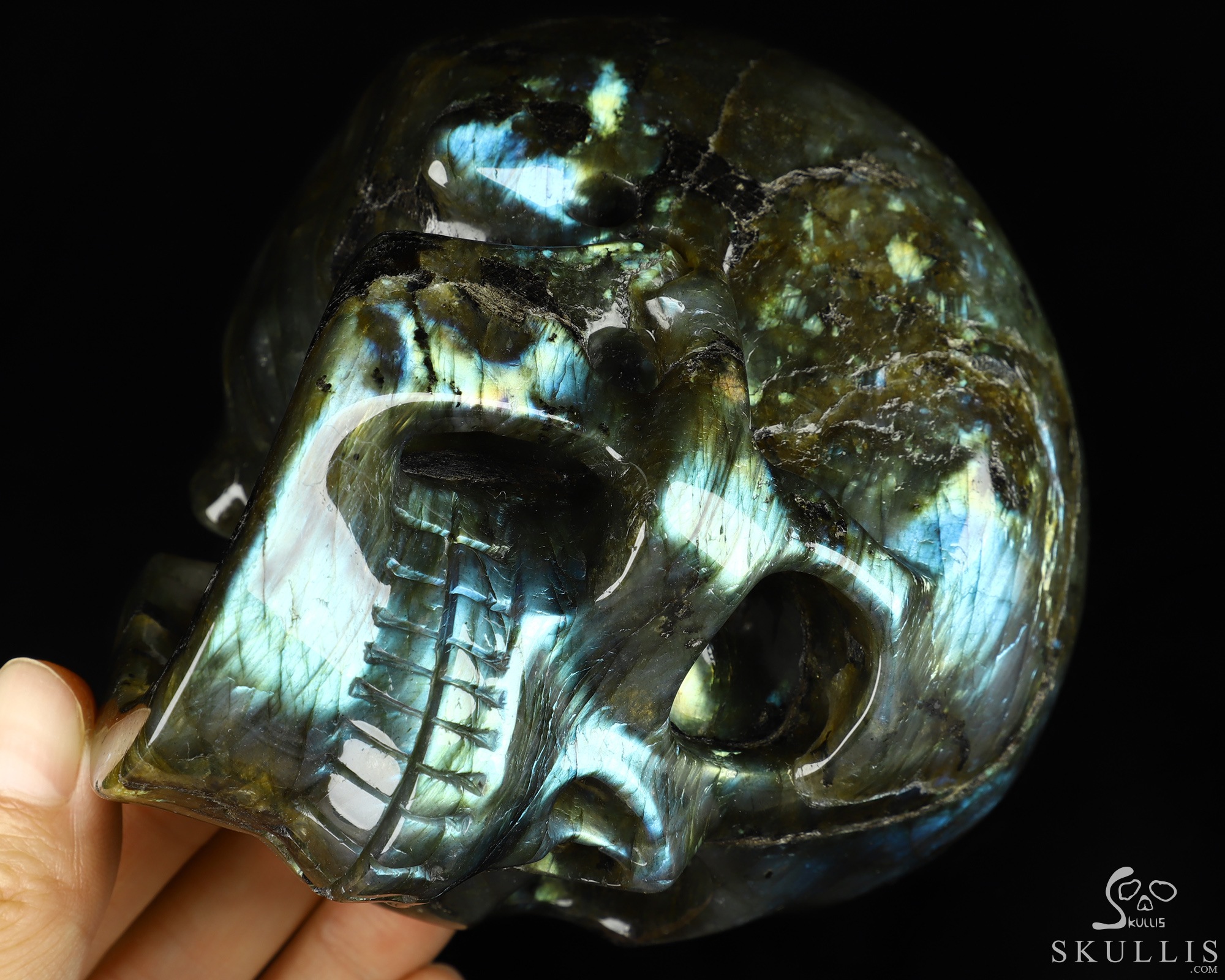 5.0" Flash Labradorite Carved Crystal Skull,Realistic, Crystal Healing 5.0" Flash Labradorite Carved Crystal Skull,Realistic, Crystal Healing