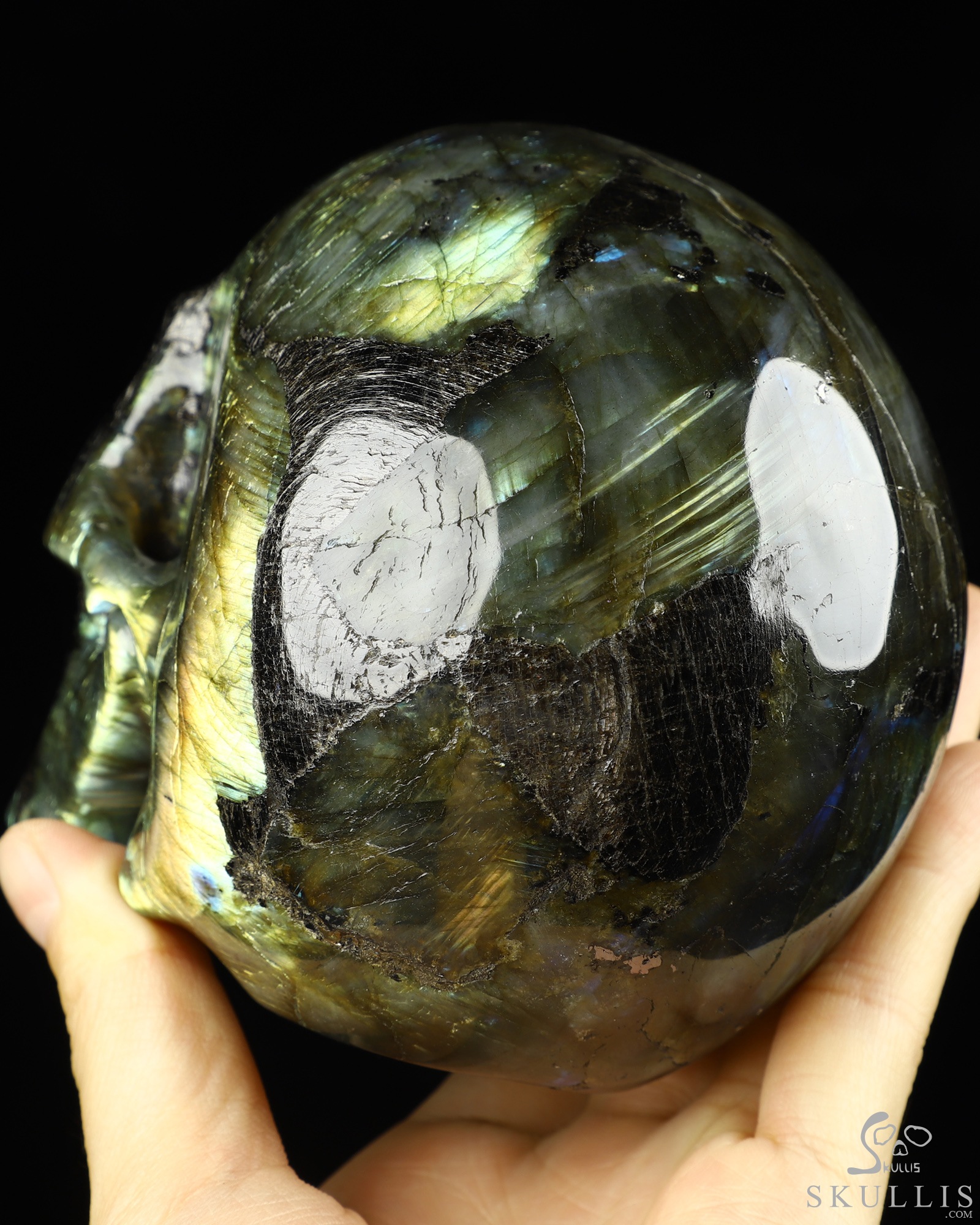 5.0" Flash Labradorite Carved Crystal Skull,Realistic, Crystal Healing 5.0" Flash Labradorite Carved Crystal Skull,Realistic, Crystal Healing