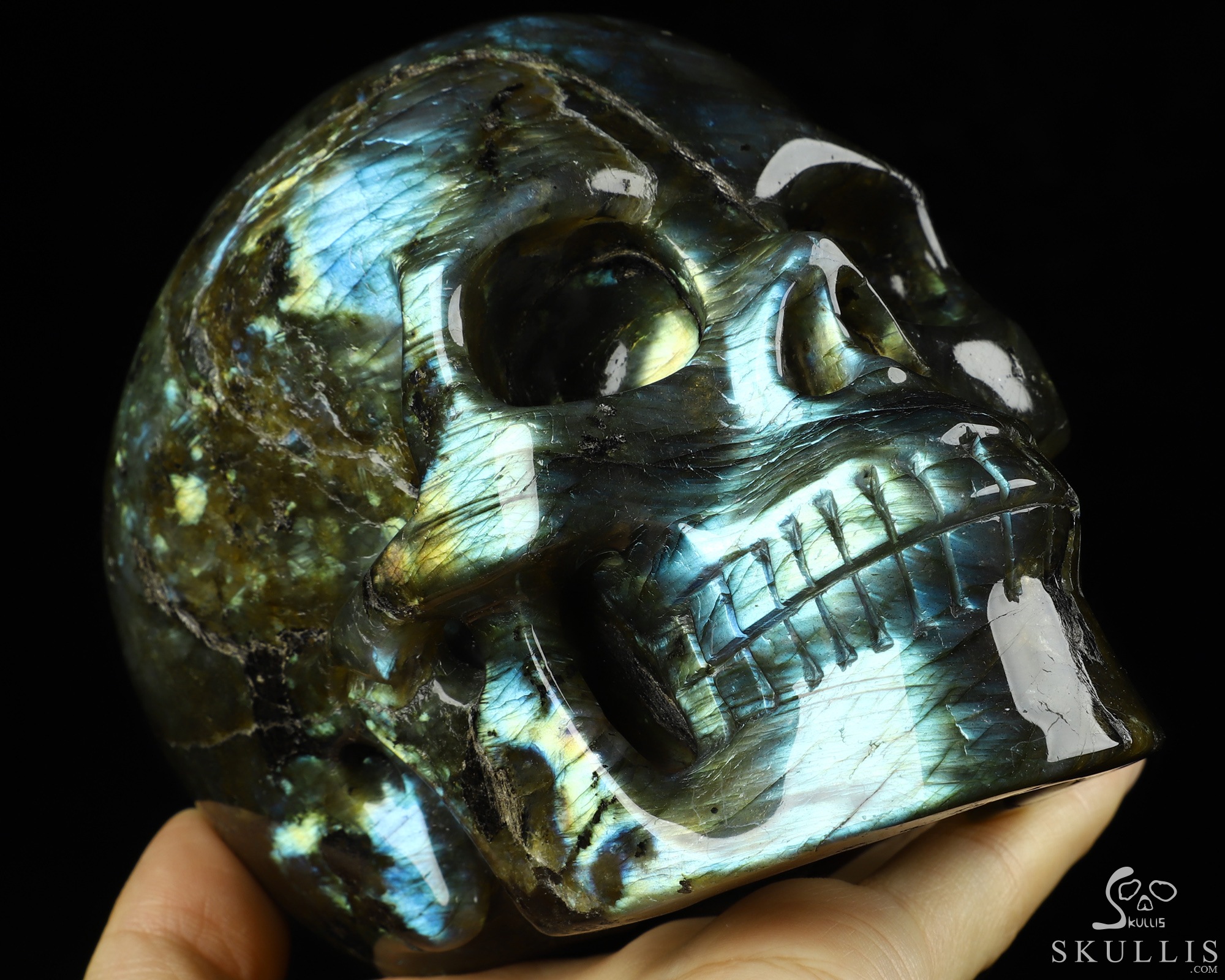 5.0" Flash Labradorite Carved Crystal Skull,Realistic, Crystal Healing 5.0" Flash Labradorite Carved Crystal Skull,Realistic, Crystal Healing