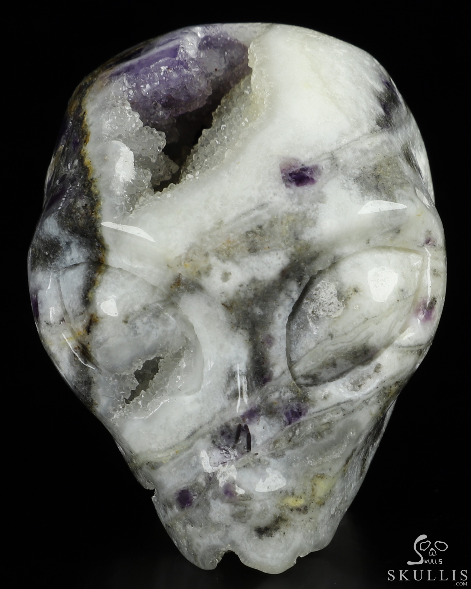 1.8" Purple White Jade Geode Crystal Skull Companion Star Being Female Alien Reiki Healing Stone Statue 1.8" Purple White Jade Geode Crystal Skull Companion Star Being Female Alien Reiki Healing Stone Statue