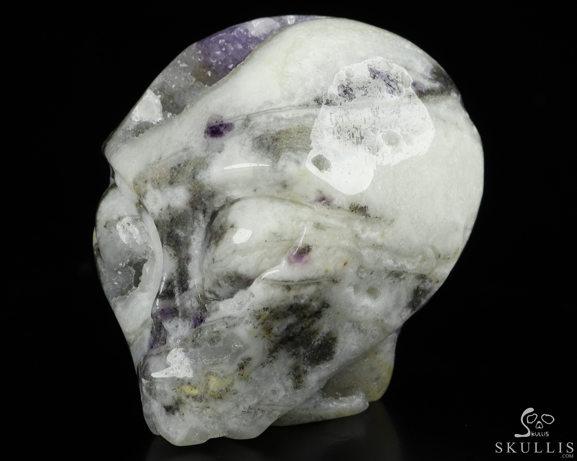 1.8" Purple White Jade Geode Crystal Skull Companion Star Being Female Alien Reiki Healing Stone Statue 1.8" Purple White Jade Geode Crystal Skull Companion Star Being Female Alien Reiki Healing Stone Statue