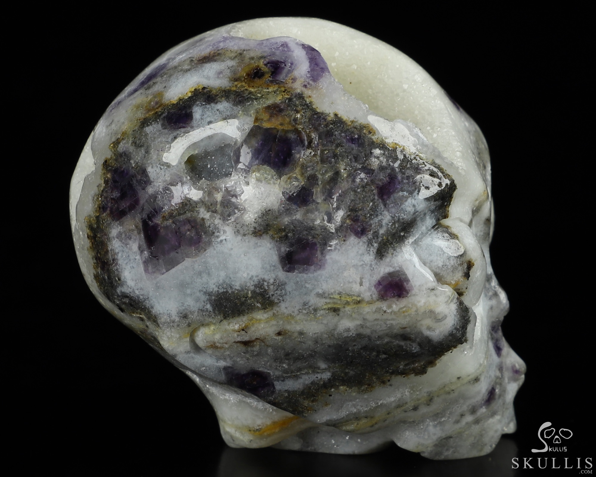 1.8" Purple White Jade Geode Crystal Skull Companion Star Being Female Alien Reiki Healing Stone Statue 1.8" Purple White Jade Geode Crystal Skull Companion Star Being Female Alien Reiki Healing Stone Statue