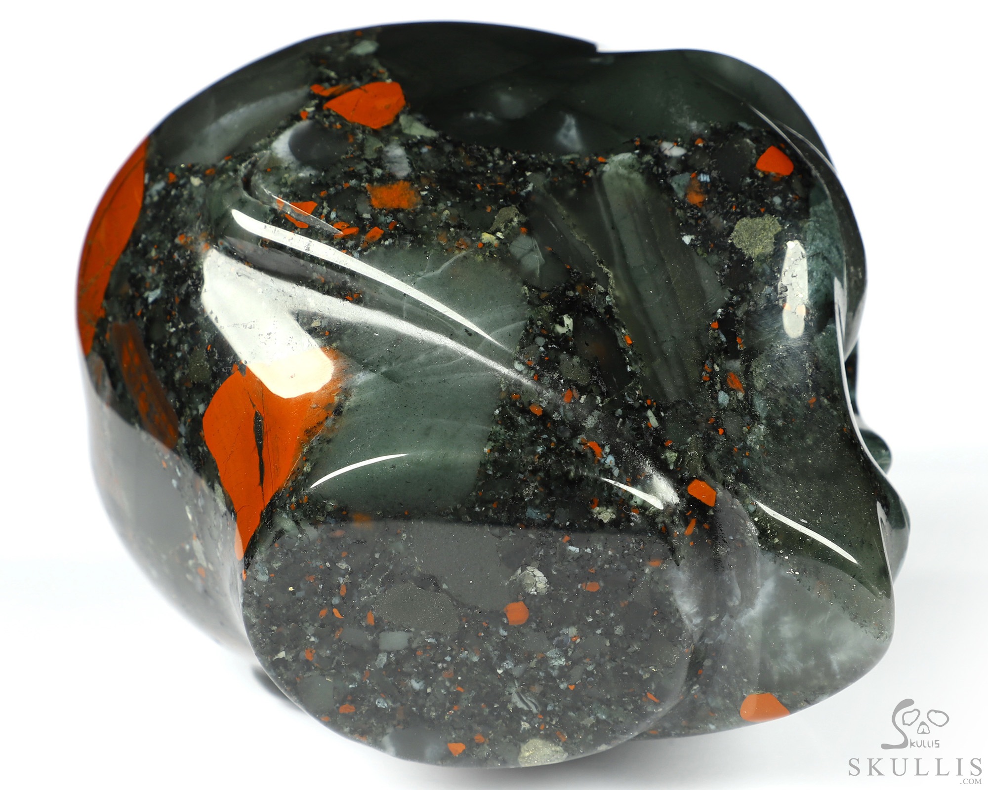 4.2" African Bloodstone CarvedCrystal Skull Companion with Labradorite Eyes, Star Being Female Alien Reiki Healing Stone Statue 4.2" African Bloodstone CarvedCrystal Skull Companion with Labradorite Eyes, Star Being Female Alien Reiki Healing Stone Statue