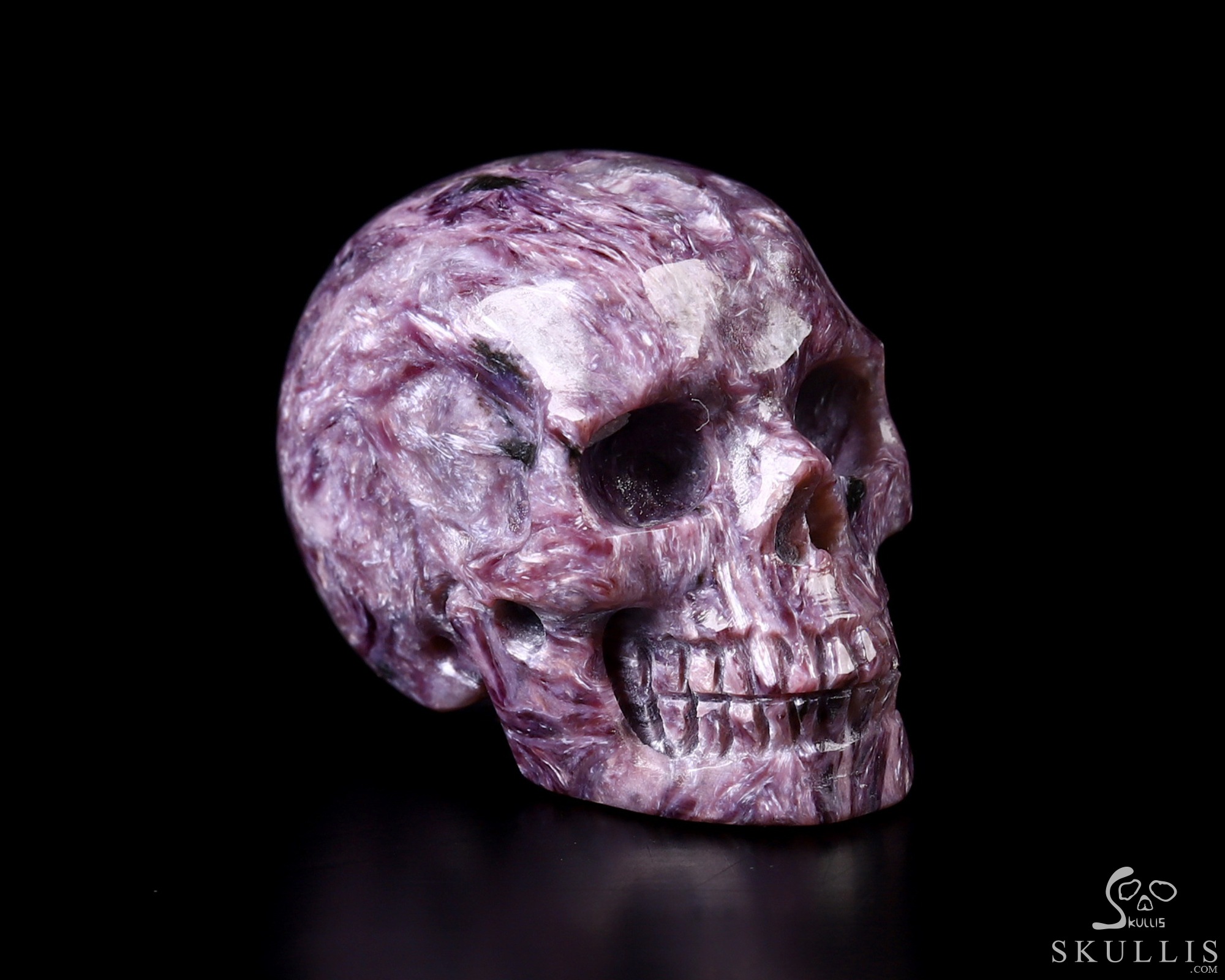 Gemstone 0.9" Russian Charoite Hand Carved Crystal Skull, Realistic, Crystal Healing Gemstone 0.9" Russian Charoite Hand Carved Crystal Skull, Realistic, Crystal Healing