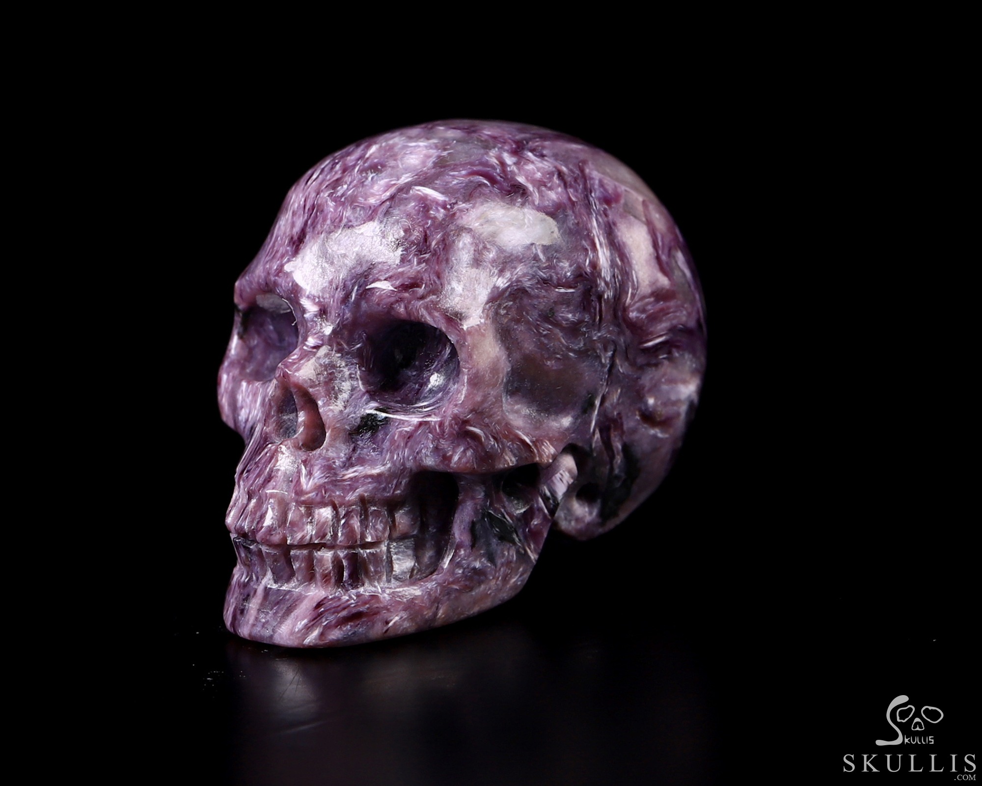 Gemstone 0.9" Russian Charoite Hand Carved Crystal Skull, Realistic, Crystal Healing Gemstone 0.9" Russian Charoite Hand Carved Crystal Skull, Realistic, Crystal Healing