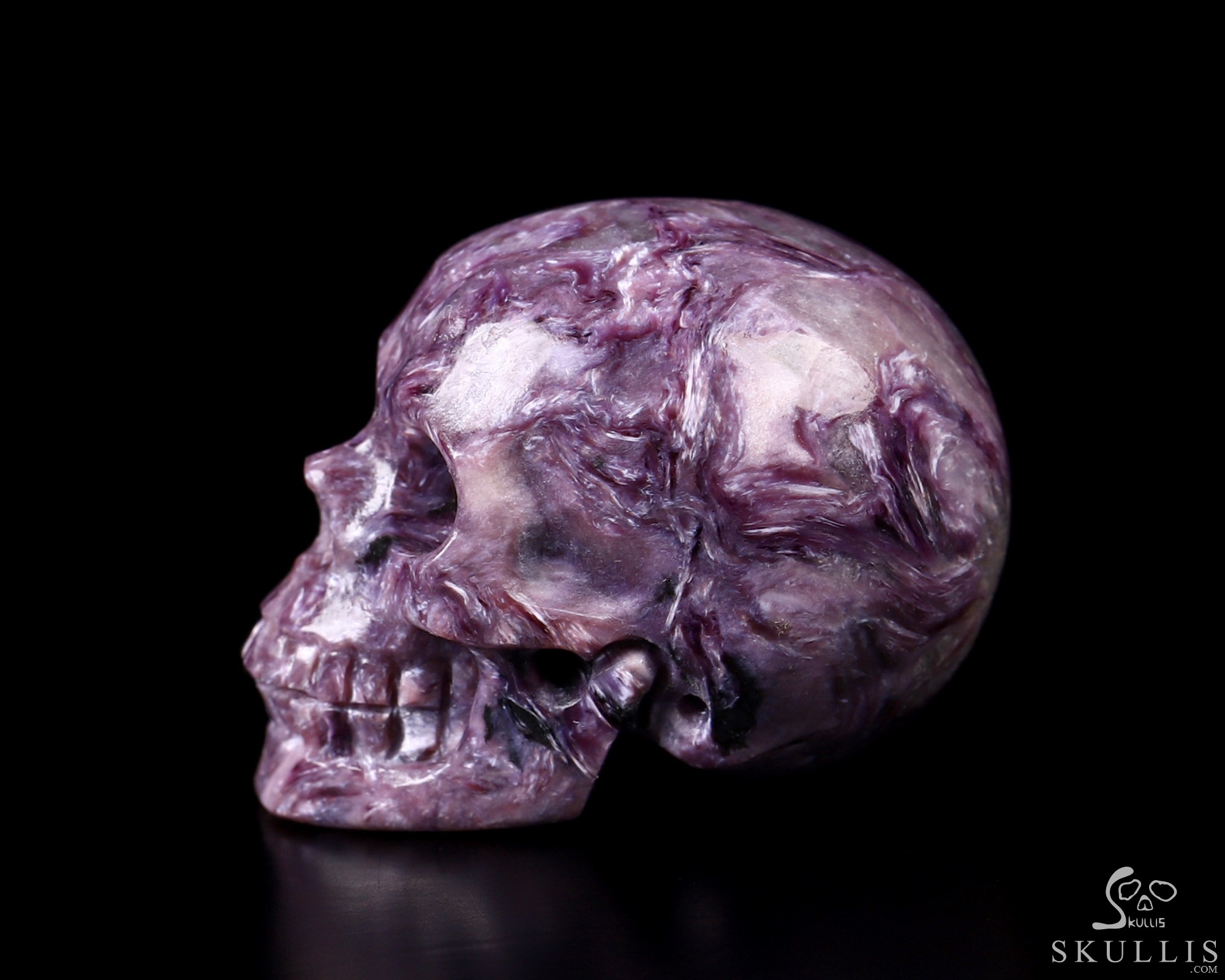 Gemstone 0.9" Russian Charoite Hand Carved Crystal Skull, Realistic, Crystal Healing Gemstone 0.9" Russian Charoite Hand Carved Crystal Skull, Realistic, Crystal Healing