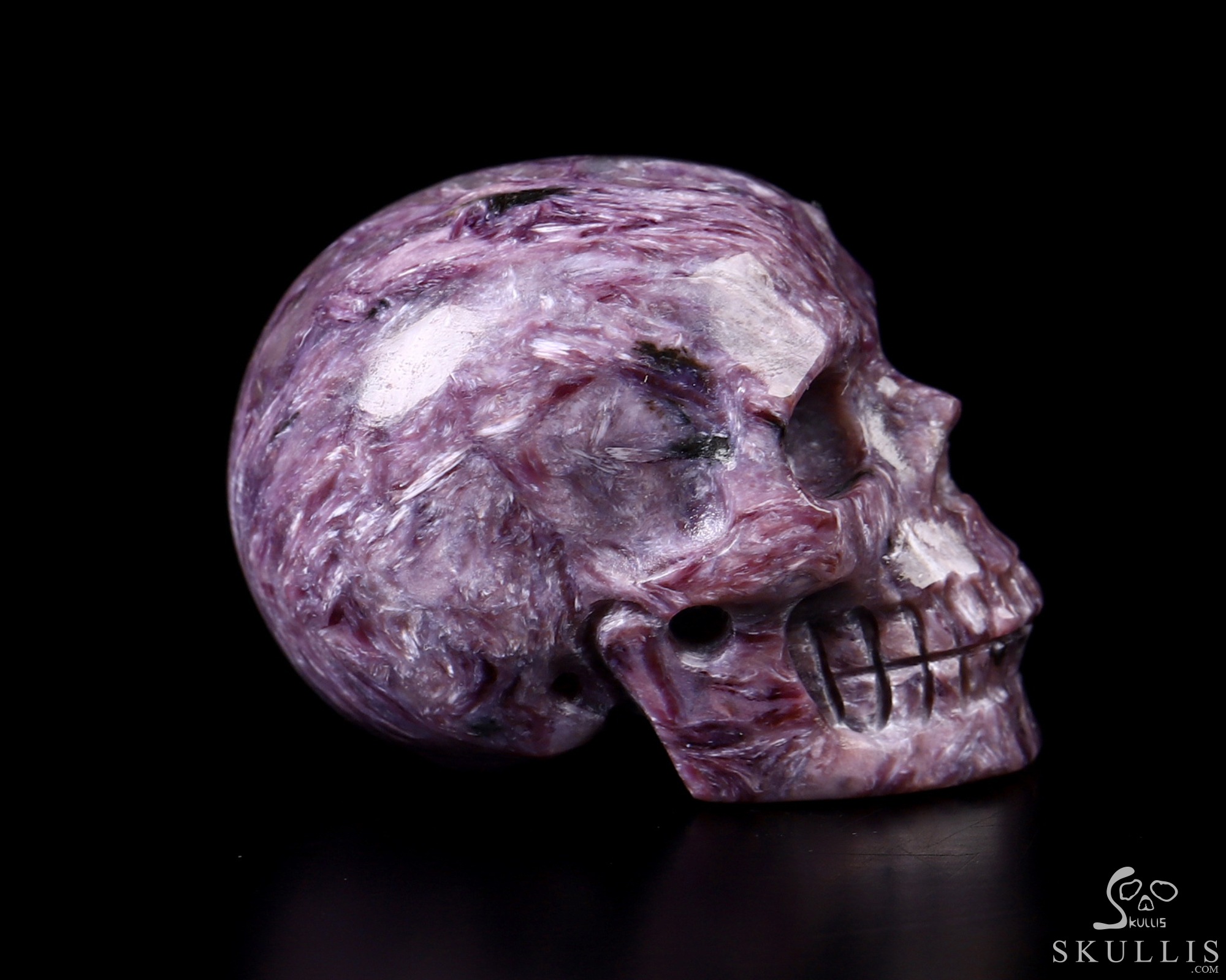 Gemstone 0.9" Russian Charoite Hand Carved Crystal Skull, Realistic, Crystal Healing Gemstone 0.9" Russian Charoite Hand Carved Crystal Skull, Realistic, Crystal Healing