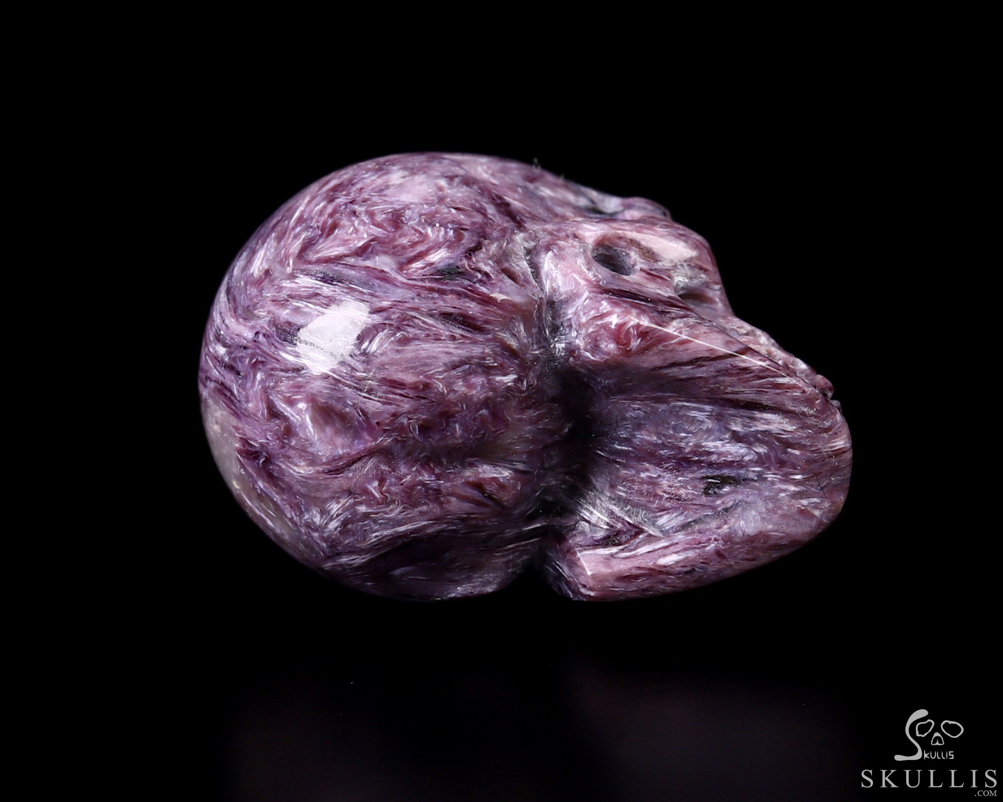 Gemstone 0.9" Russian Charoite Hand Carved Crystal Skull, Realistic, Crystal Healing Gemstone 0.9" Russian Charoite Hand Carved Crystal Skull, Realistic, Crystal Healing