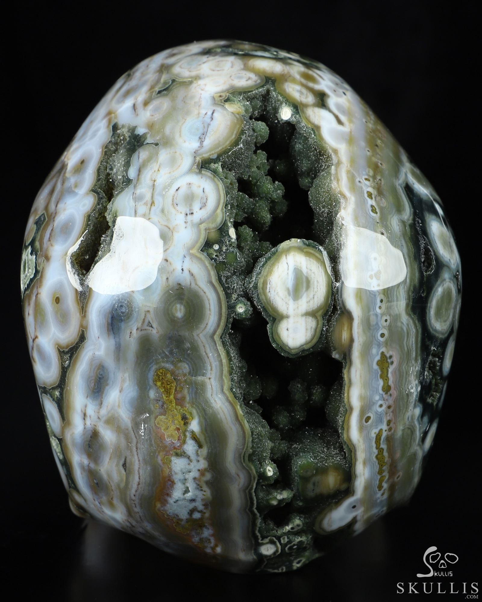 5.1" Ocean Jasper Geode Hand Carved Crystal Skull, Super Realistic, Crystal Healing 5.1" Ocean Jasper Geode Hand Carved Crystal Skull, Super Realistic, Crystal Healing