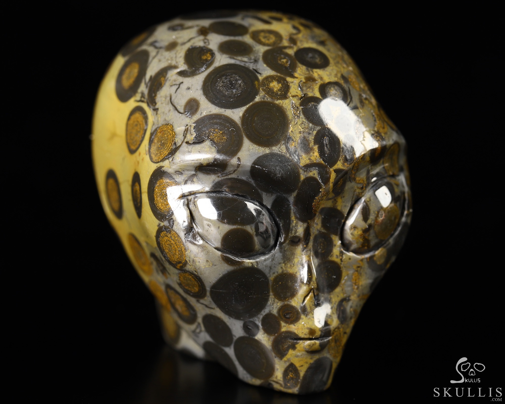 1.9" Chinese Leopard Skin Jasper Star Being Female Alien Crystal Skull Companion, Hand Carved Gemstone Fine Art Sculpture, Reiki Healing Stone Statue 1.9" Chinese Leopard Skin Jasper Star Being Female Alien Crystal Skull Companion, Hand Carved Gemstone Fine Art Sculpture, Reiki Healing Stone Statue