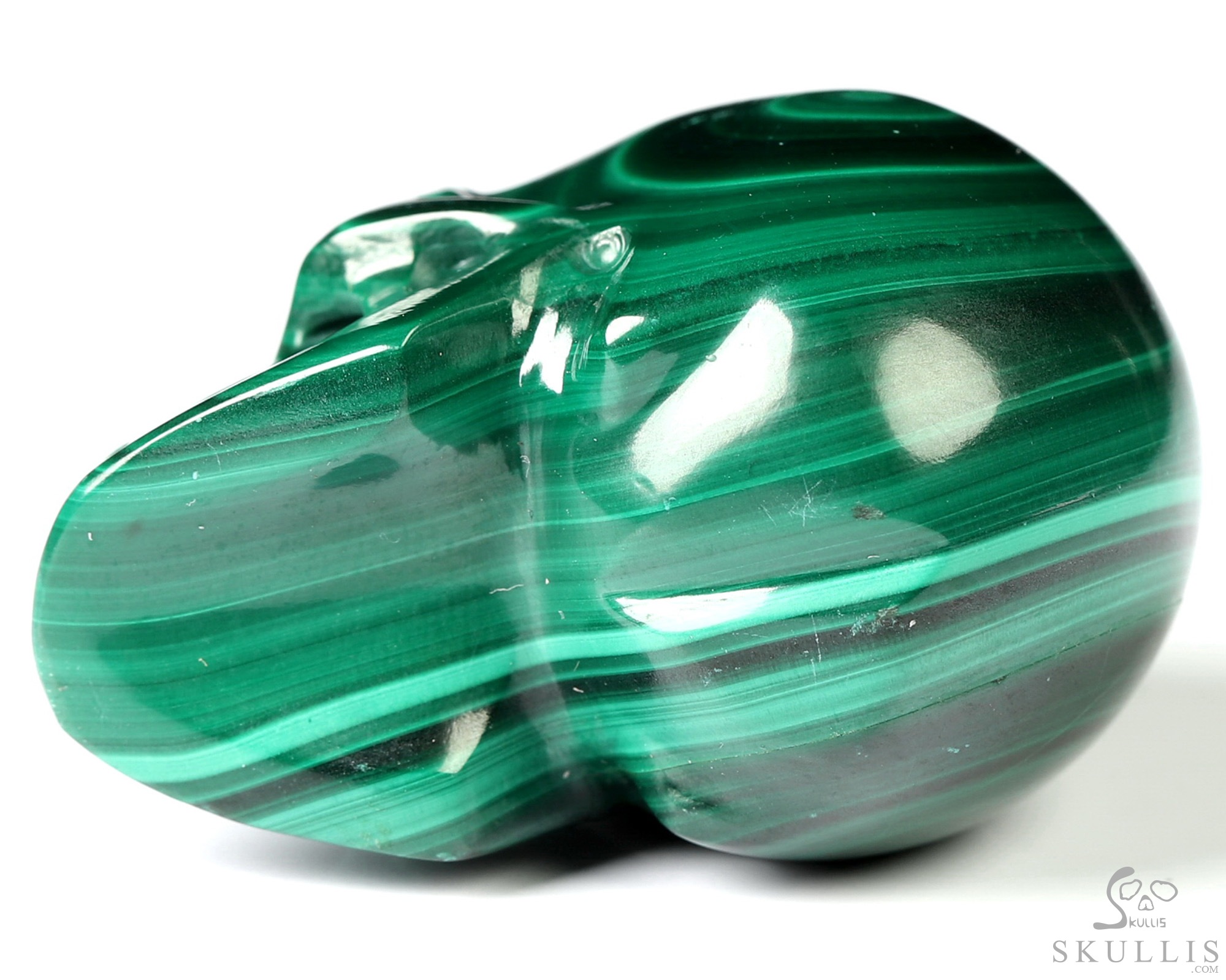 Gemstone 1.6" Malachite Hand Carved Crystal Skull, Realistic, Crystal Healing Gemstone 1.6" Malachite Hand Carved Crystal Skull, Realistic, Crystal Healing