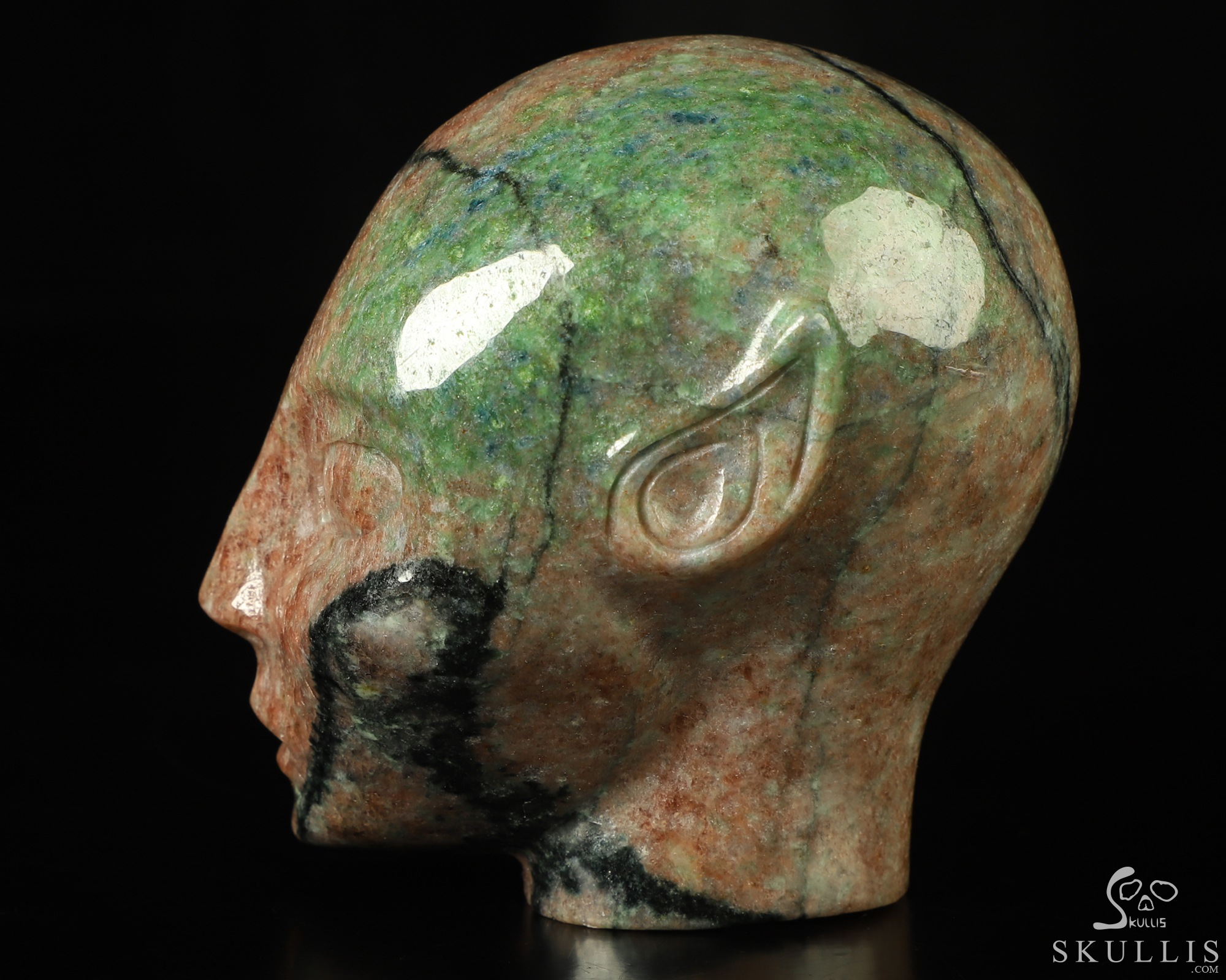 3.6" Chinese Garnet Hand Carved Fairy Elf Alien Crystal Skull Companion Sculpture, Crystal Healing 3.6" Chinese Garnet Hand Carved Fairy Elf Alien Crystal Skull Companion Sculpture, Crystal Healing