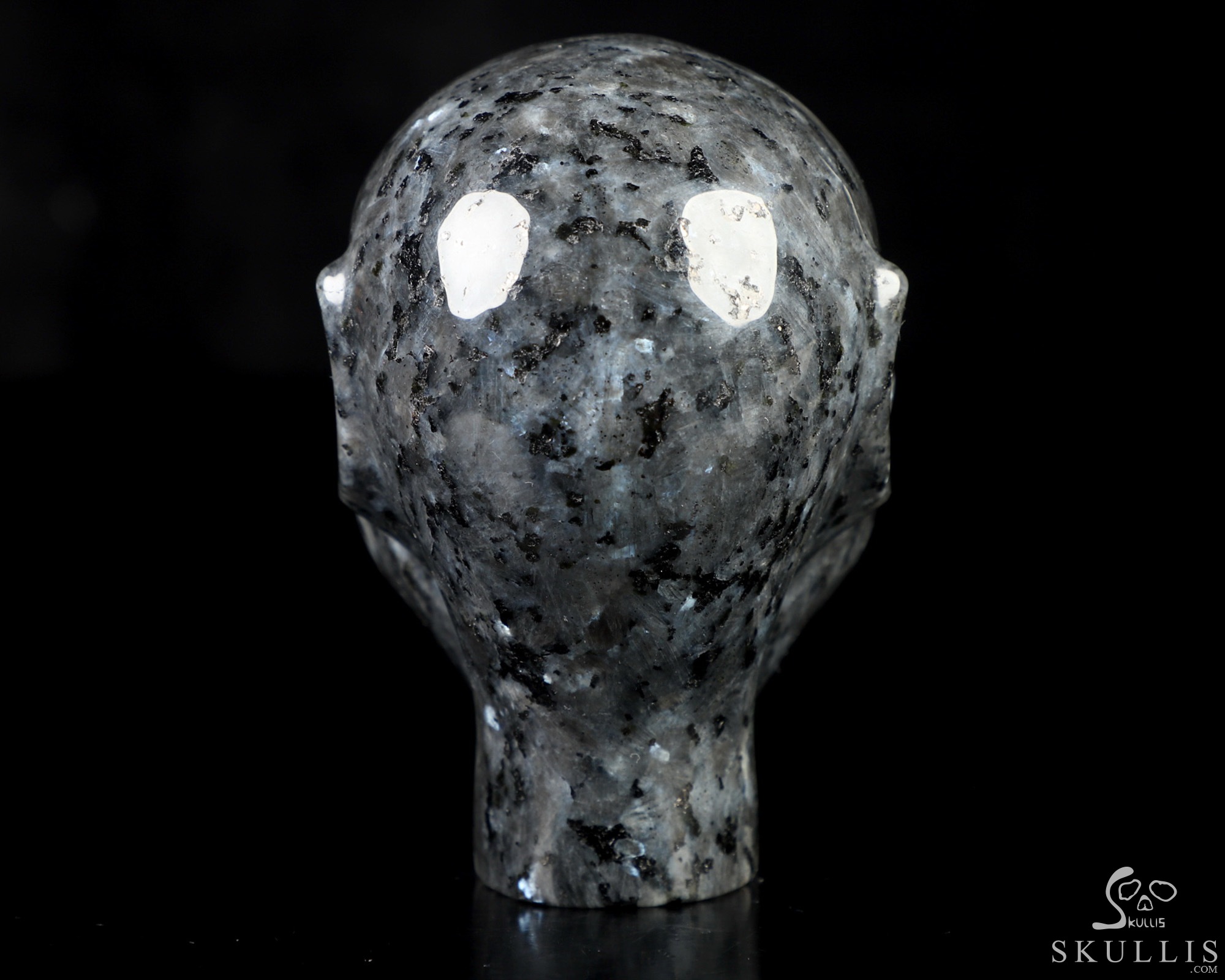 3.5" Larvikite Hand Carved Fairy Elf Alien Crystal Skull Companion Sculpture, Crystal Healing 3.5" Larvikite Hand Carved Fairy Elf Alien Crystal Skull Companion Sculpture, Crystal Healing