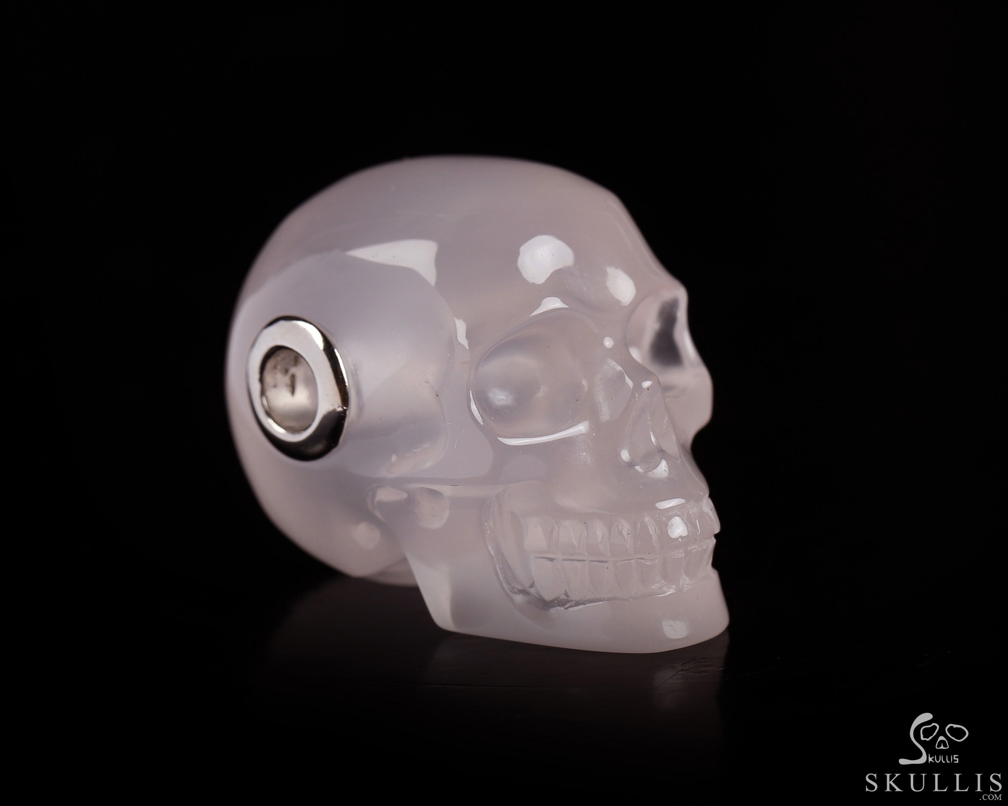 Necklace of 1.1" Rose Quartz Hand Carved Crystal Skull Pendant, Skull Jewelry Necklace of 1.1" Rose Quartz Hand Carved Crystal Skull Pendant, Skull Jewelry